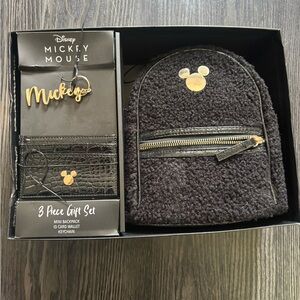 Disney Mickey Mouse Black and Gold Backpack Set